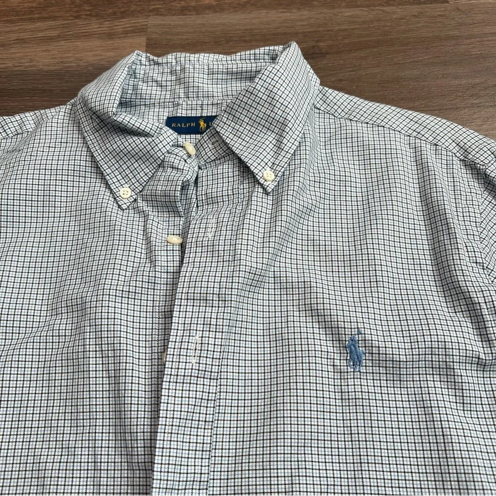 Polo Ralph Lauren Men’s Button Down Dress Shirt 16.5 34/35 Blue Check Cotton